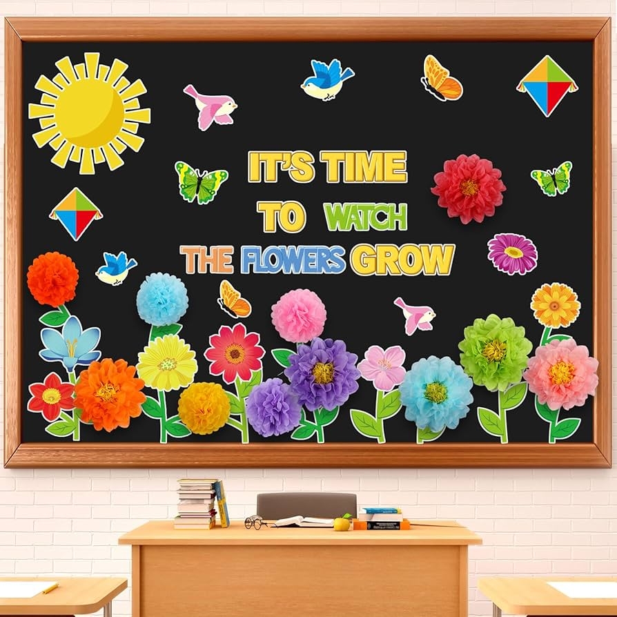 Pasimy 3D Summer Flowers Bulletin Board Decorations Set For 