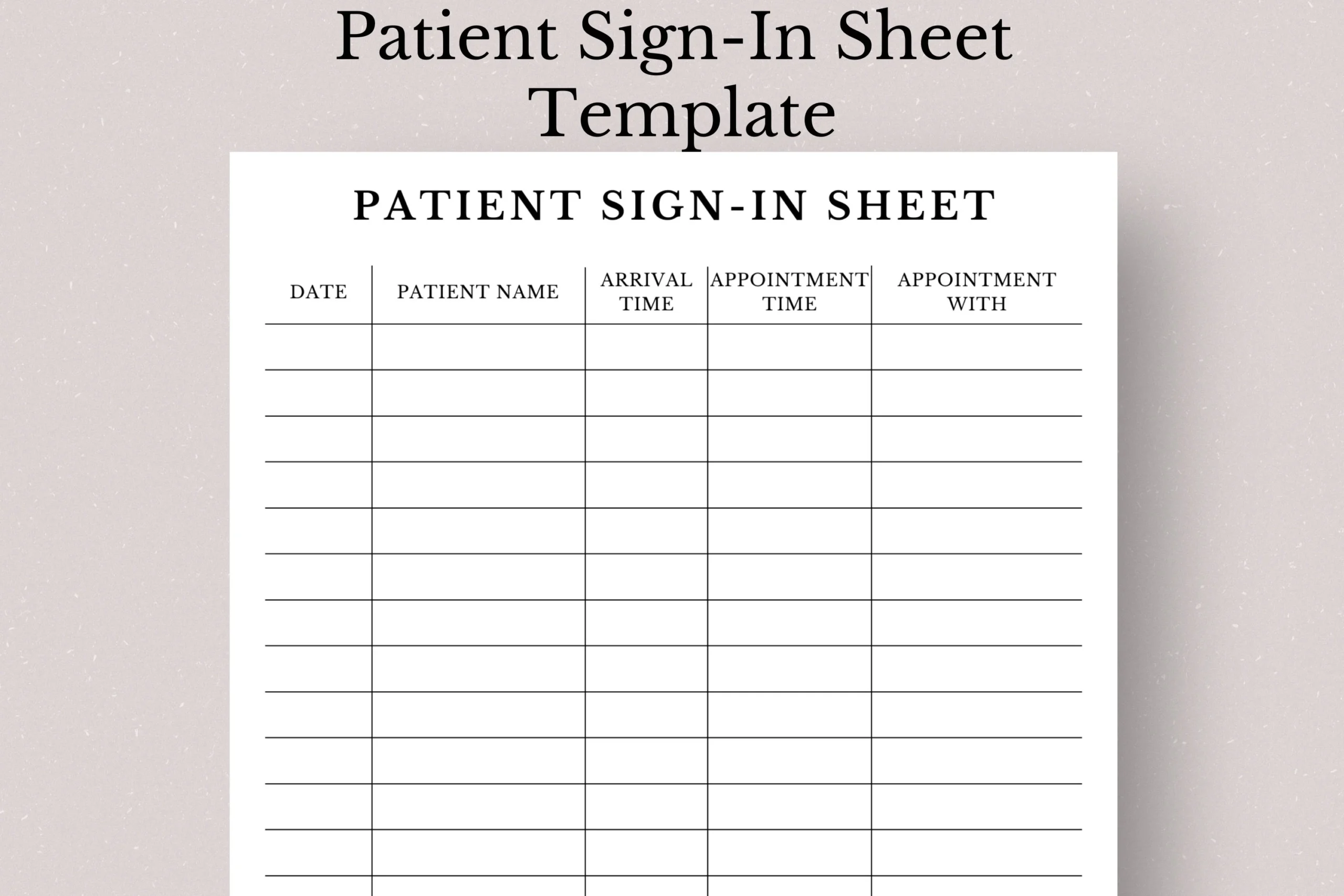 Free Printable Patient Sign In Sheet Template