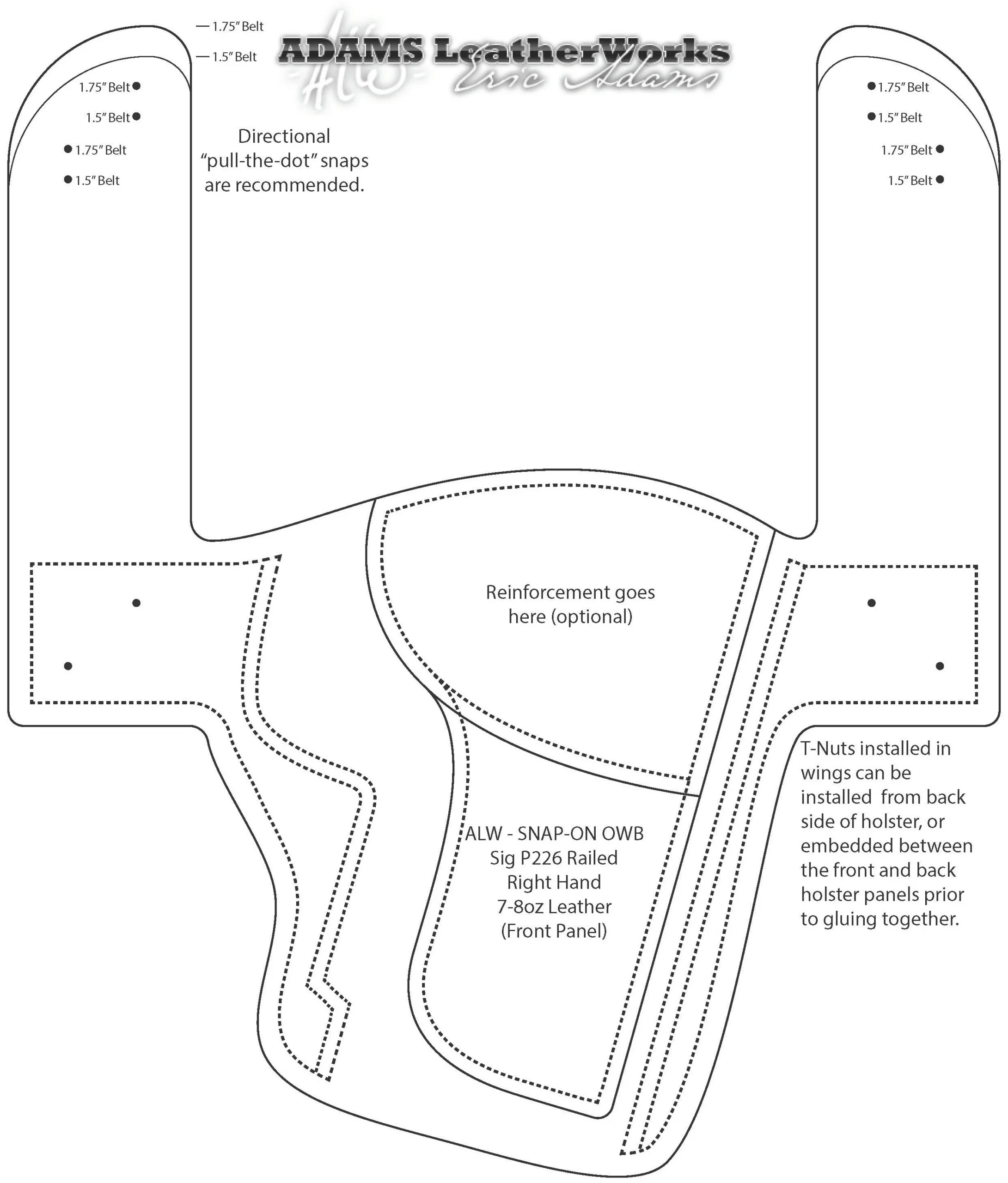 PDF Digital Pattern Sig P226 Railed OWB Snapon Style Leather 