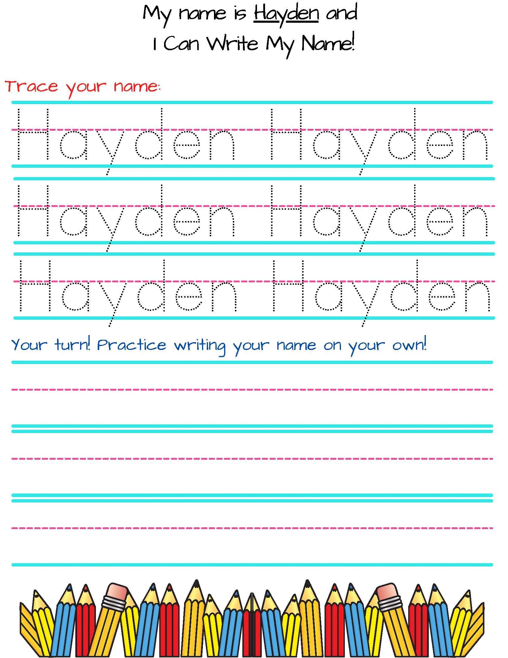 Write Your Name Printable Worksheets