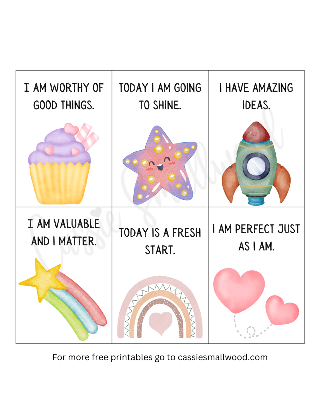Postive Affirmations For Kids FREE Printable Cassie Smallwood