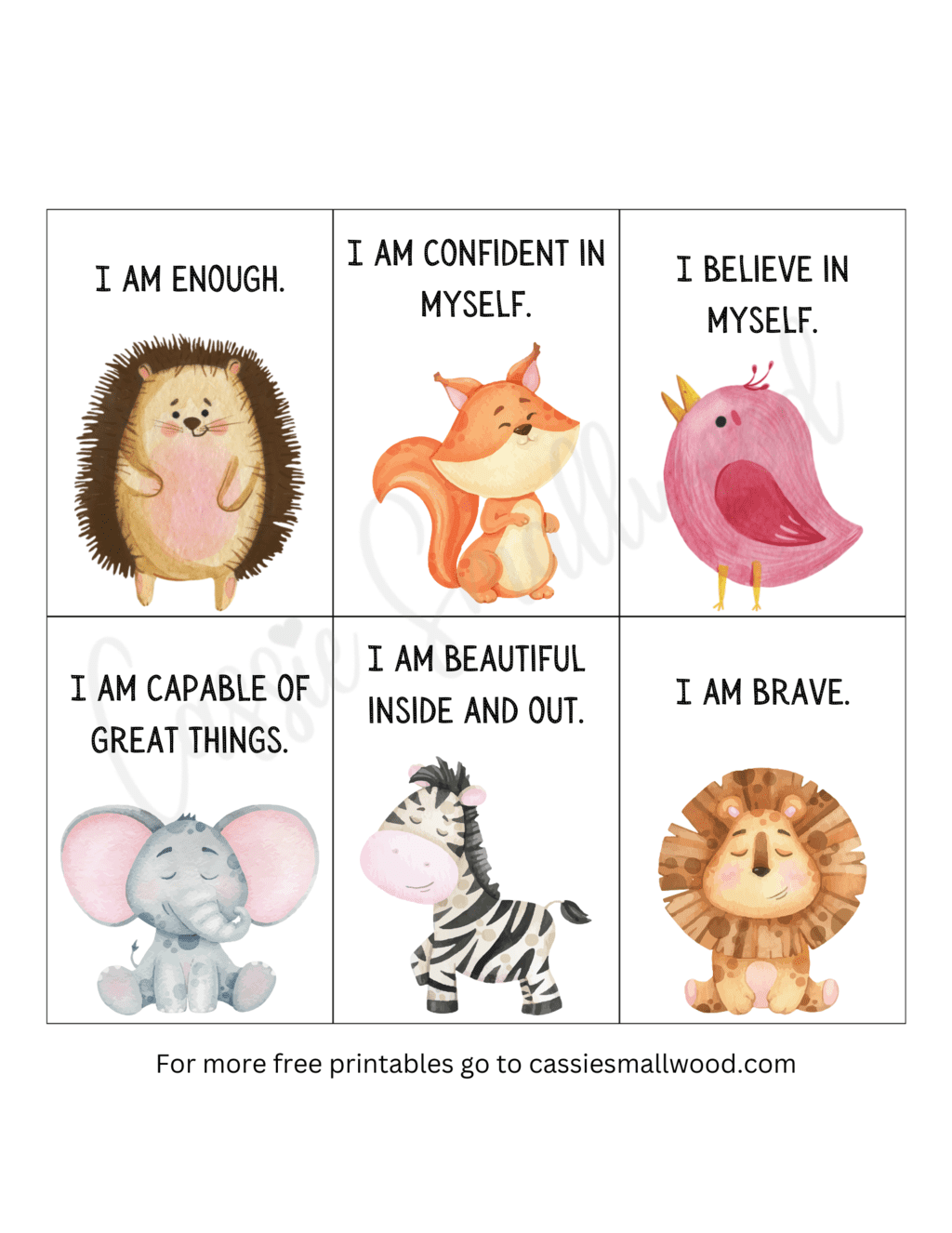 Postive Affirmations For Kids FREE Printable Cassie Smallwood