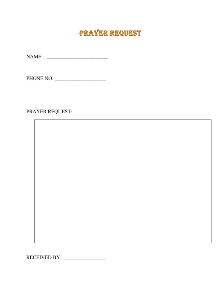 Prayer Request Form Template PDF