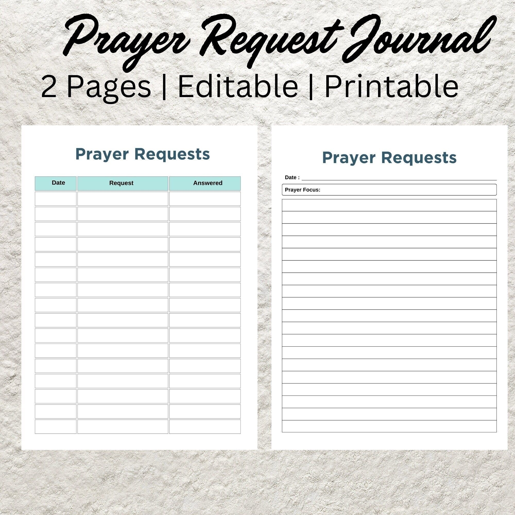 Printable Prayer Request Form Template