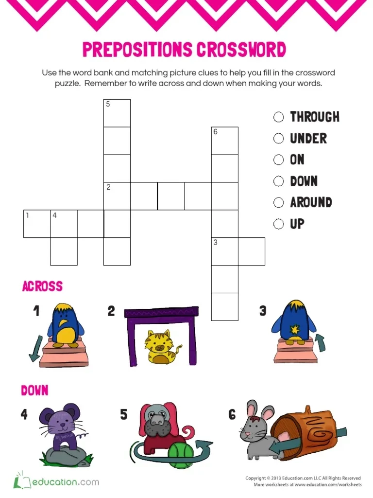 Preposition Crossword PDF