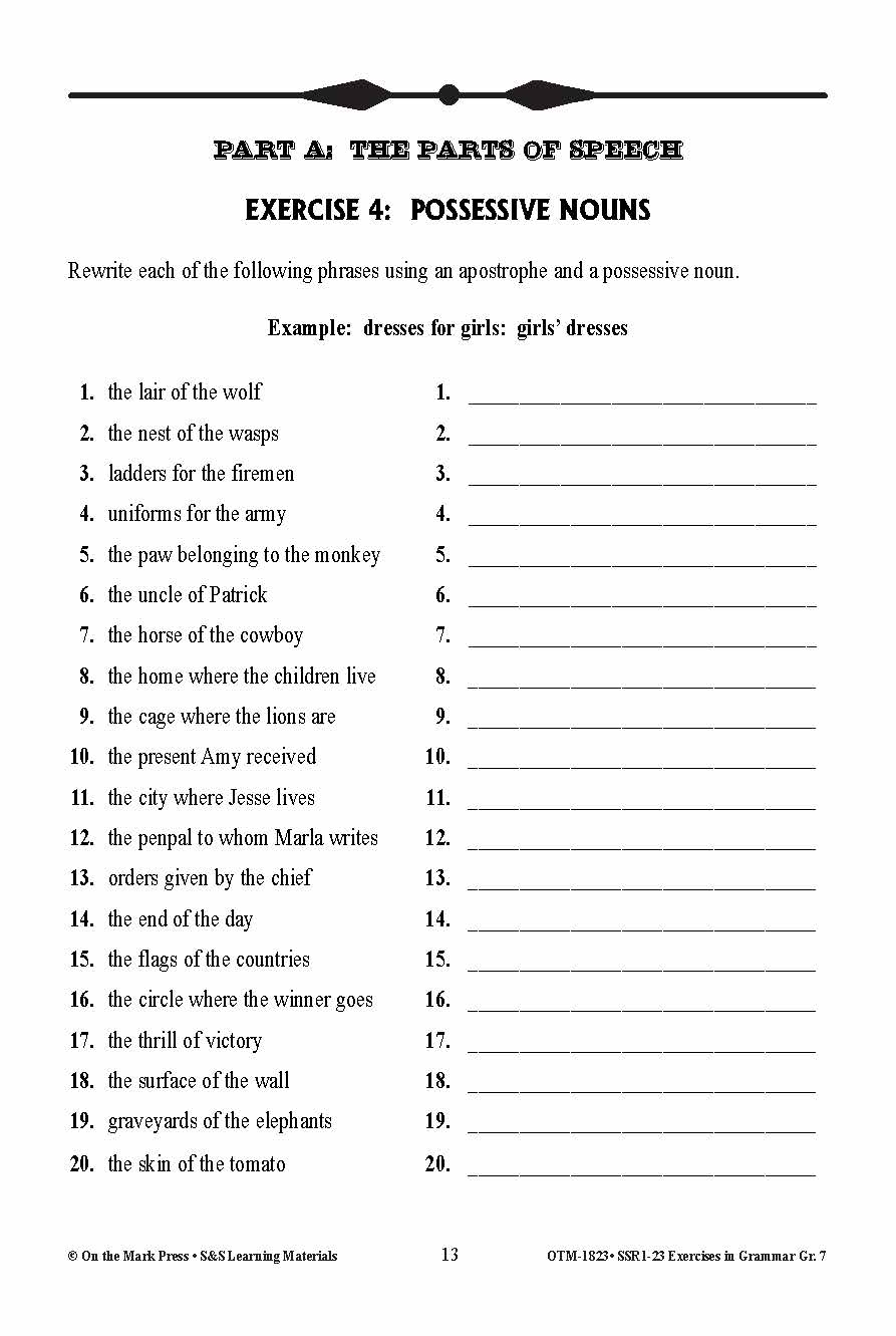 Printable English Worksheets Grade 7