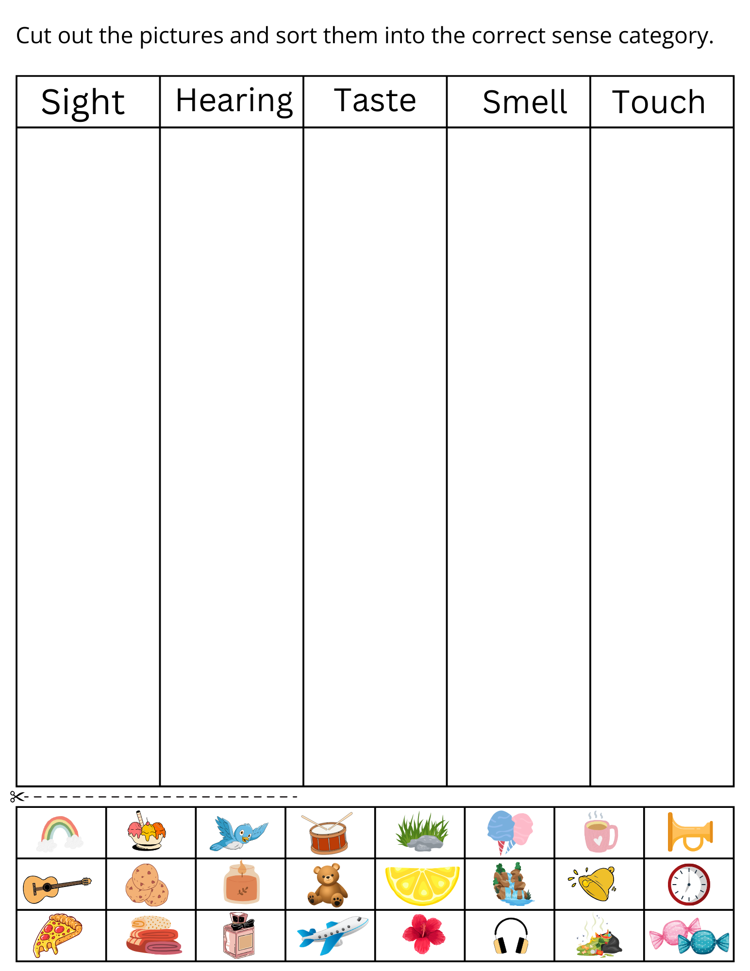 5 Senses Worksheet Preschool Free Printable