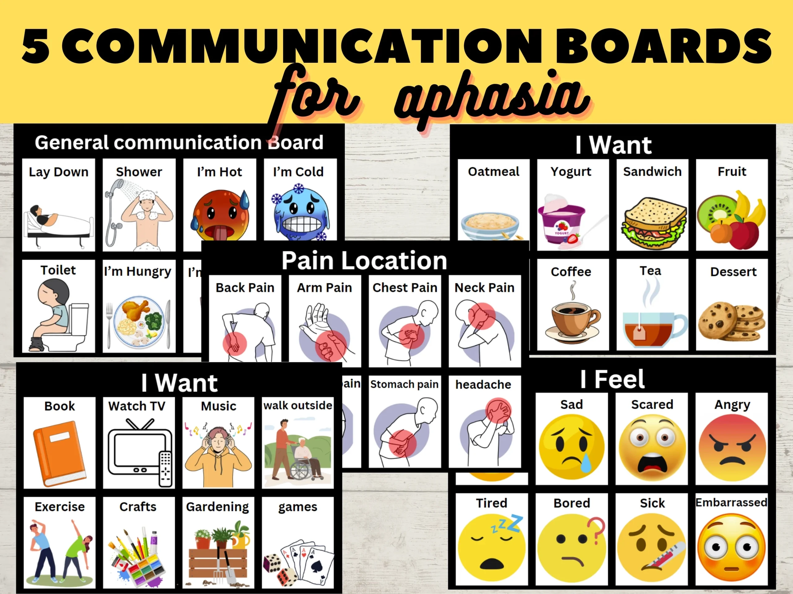 Printable Aphasia Communication Boards Post Stroke Head Injury Spee