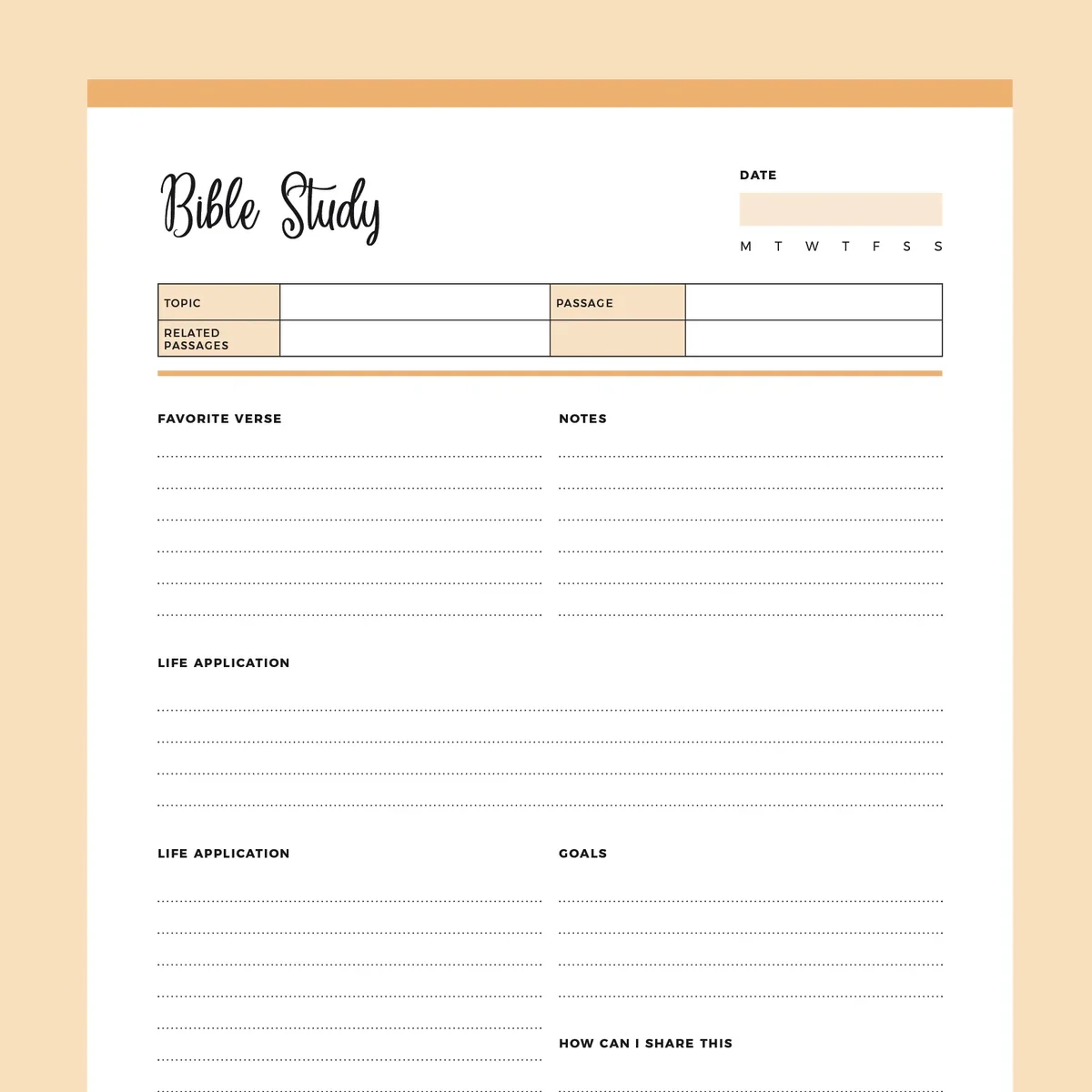 Printable Bible Study Planner Instant Download PDF A4 amp US 
