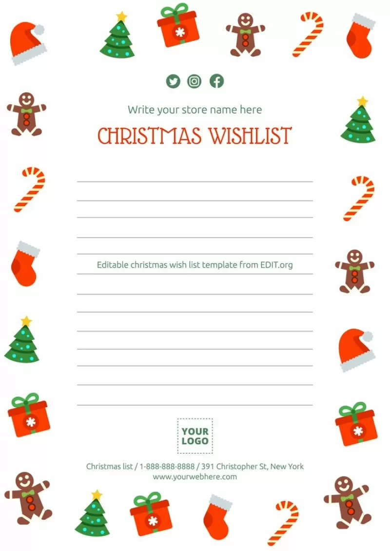Free Christmas List Template Printable