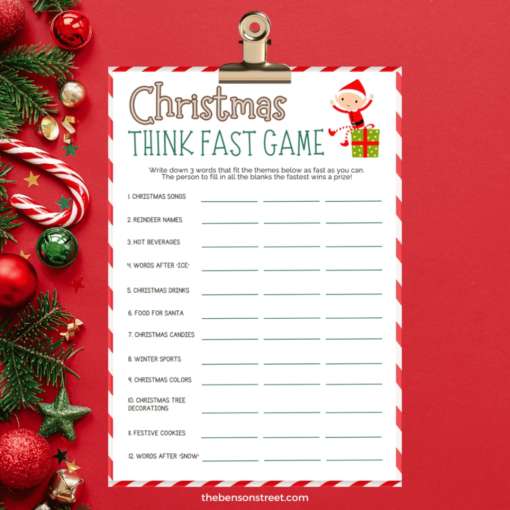 Christmas Free Printable Games