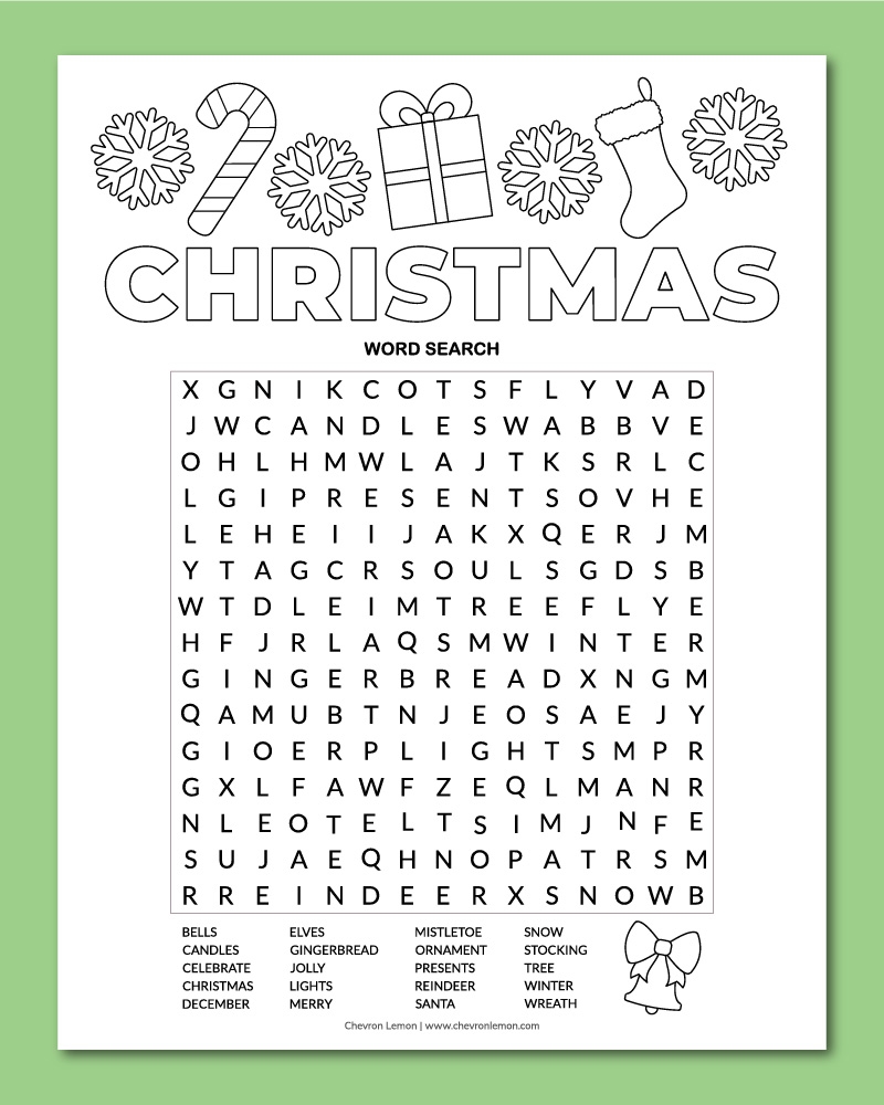 Word Search Puzzles For Christmas Printable