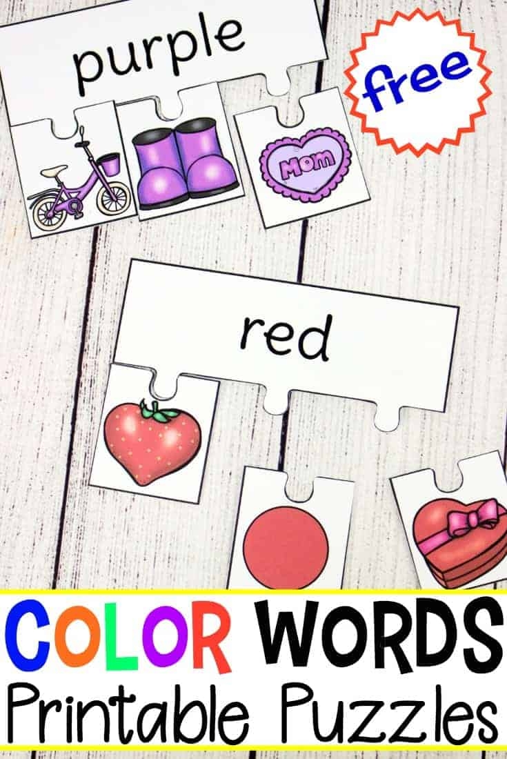 Printable Color Words Puzzles For Learning Color Words