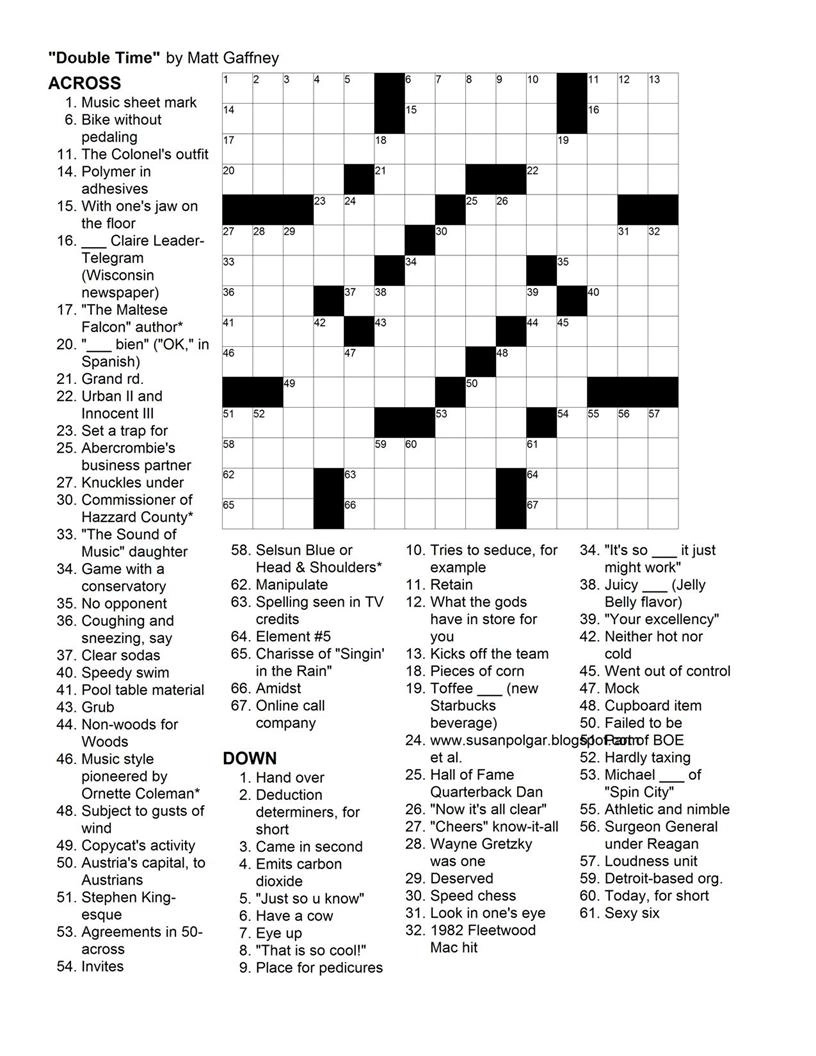 Printable Crossword Puzzles By Thomas Joseph Printable Party Favors