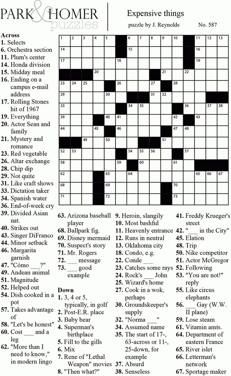 Crossword Puzzles Printable For Teens