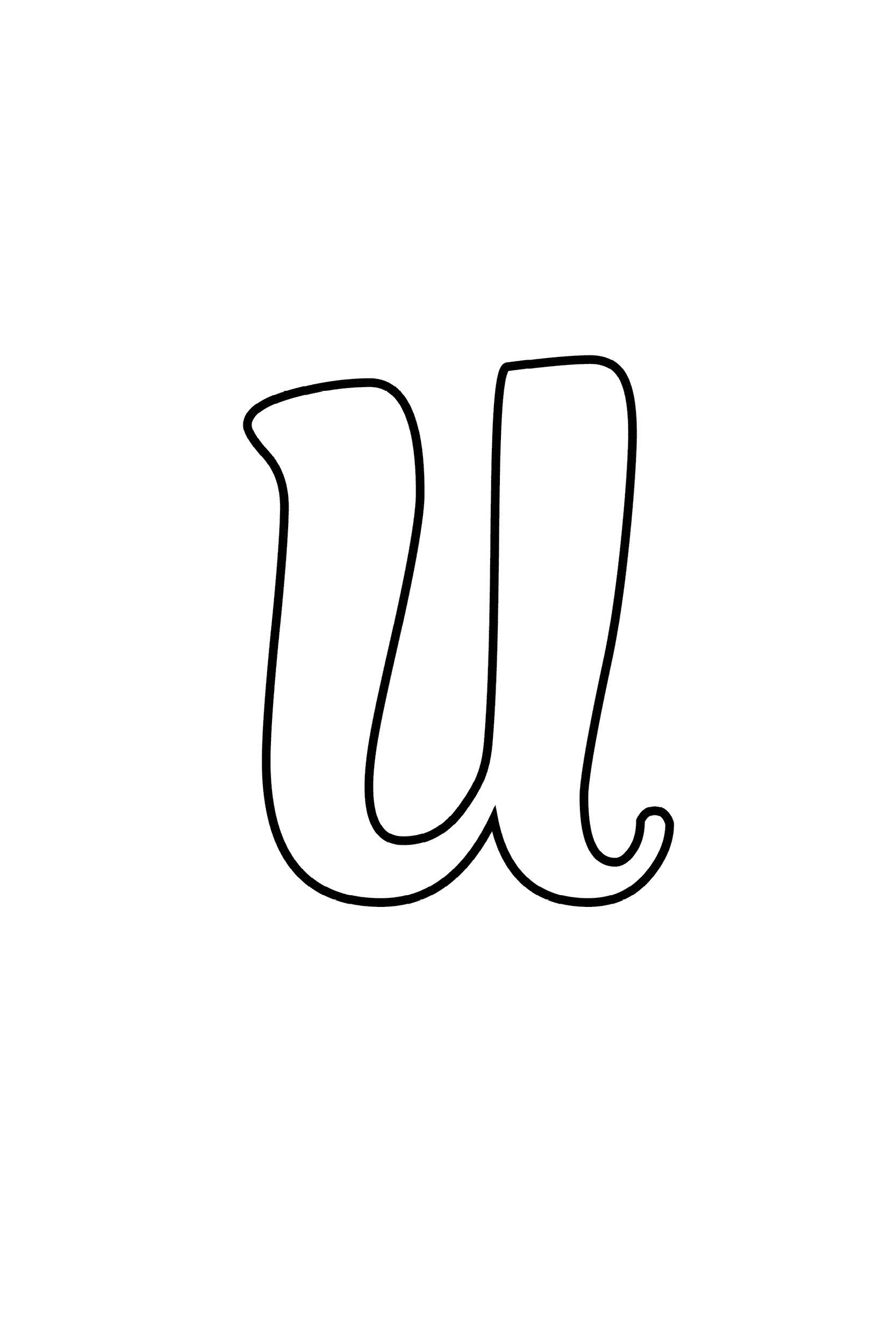 Printable Cursive Bubble Letter U