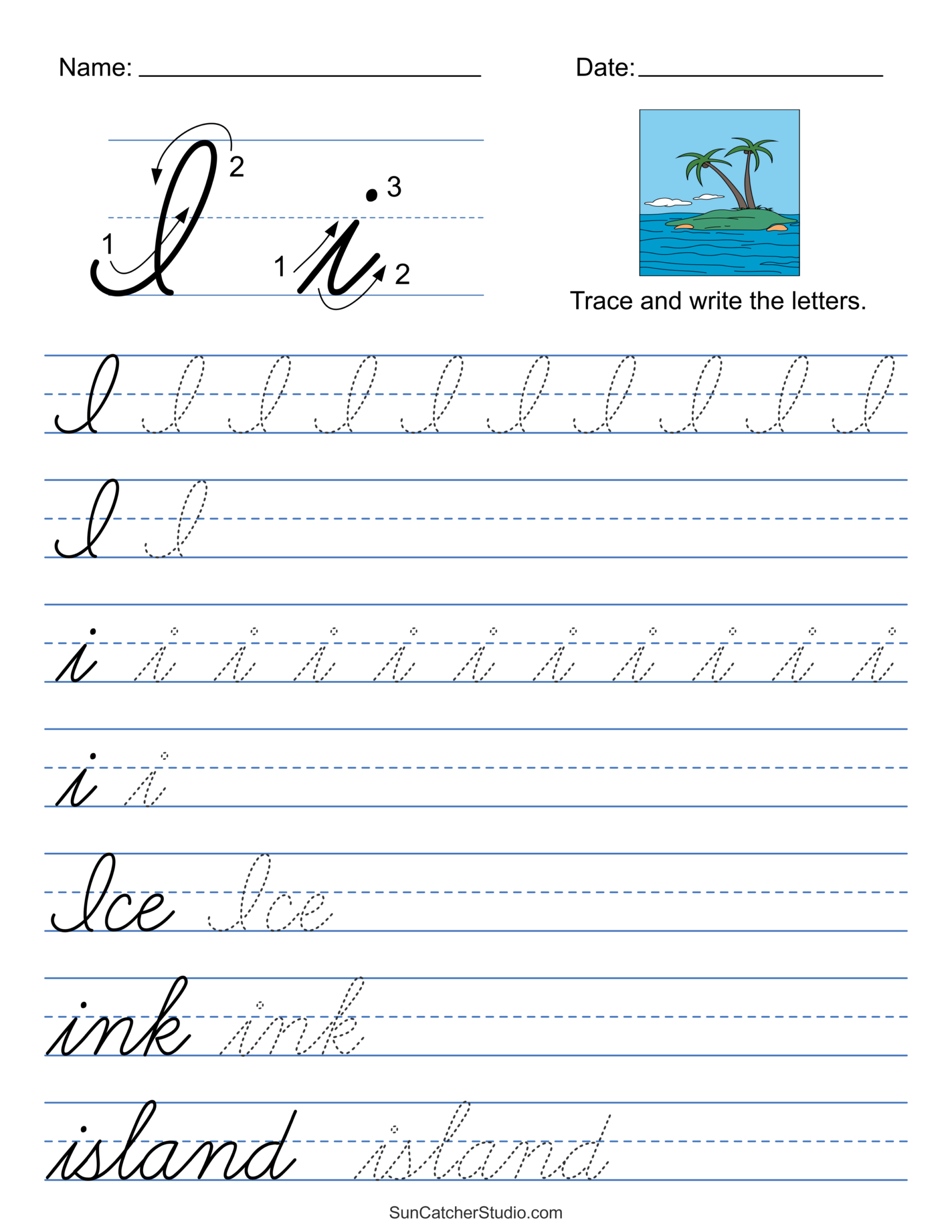 Printable Cursive Handwriting Worksheets Practice Letters Free 