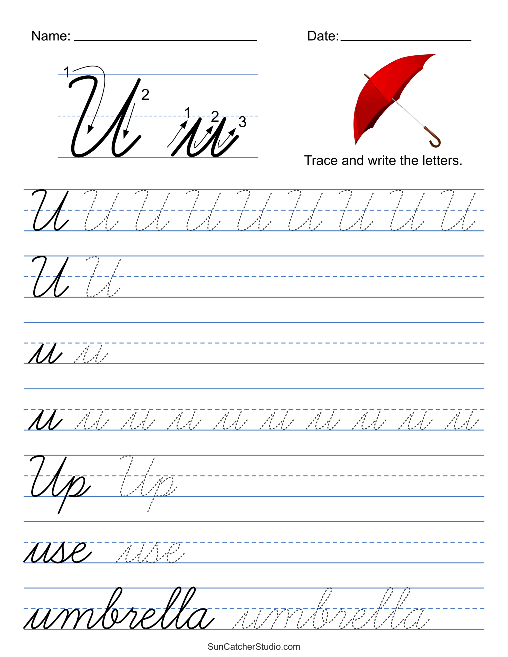 Printable Cursive Handwriting Worksheets Practice Letters Free 