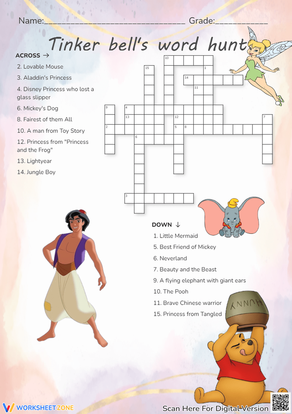 Free Disney Crossword Puzzles Printable