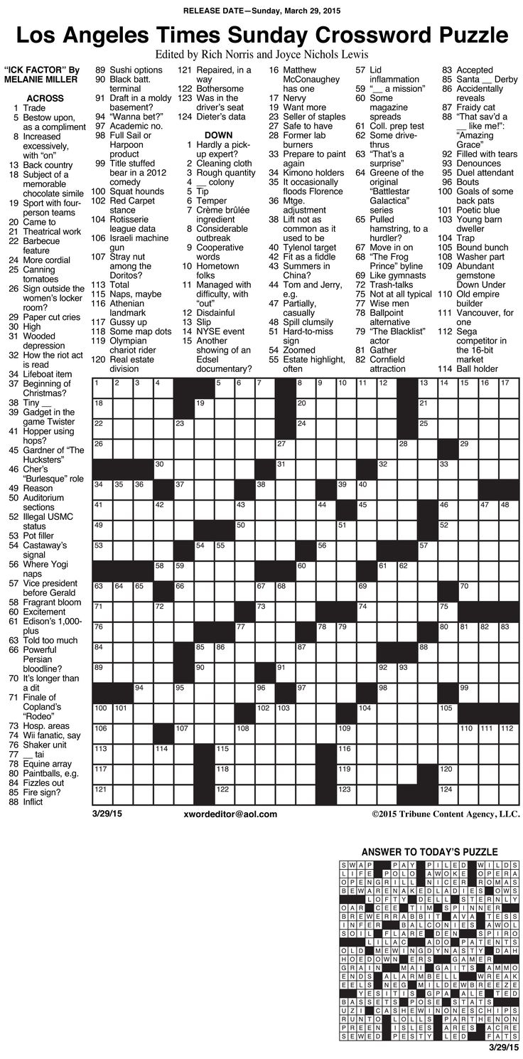 Printable La Times Crossword 2017