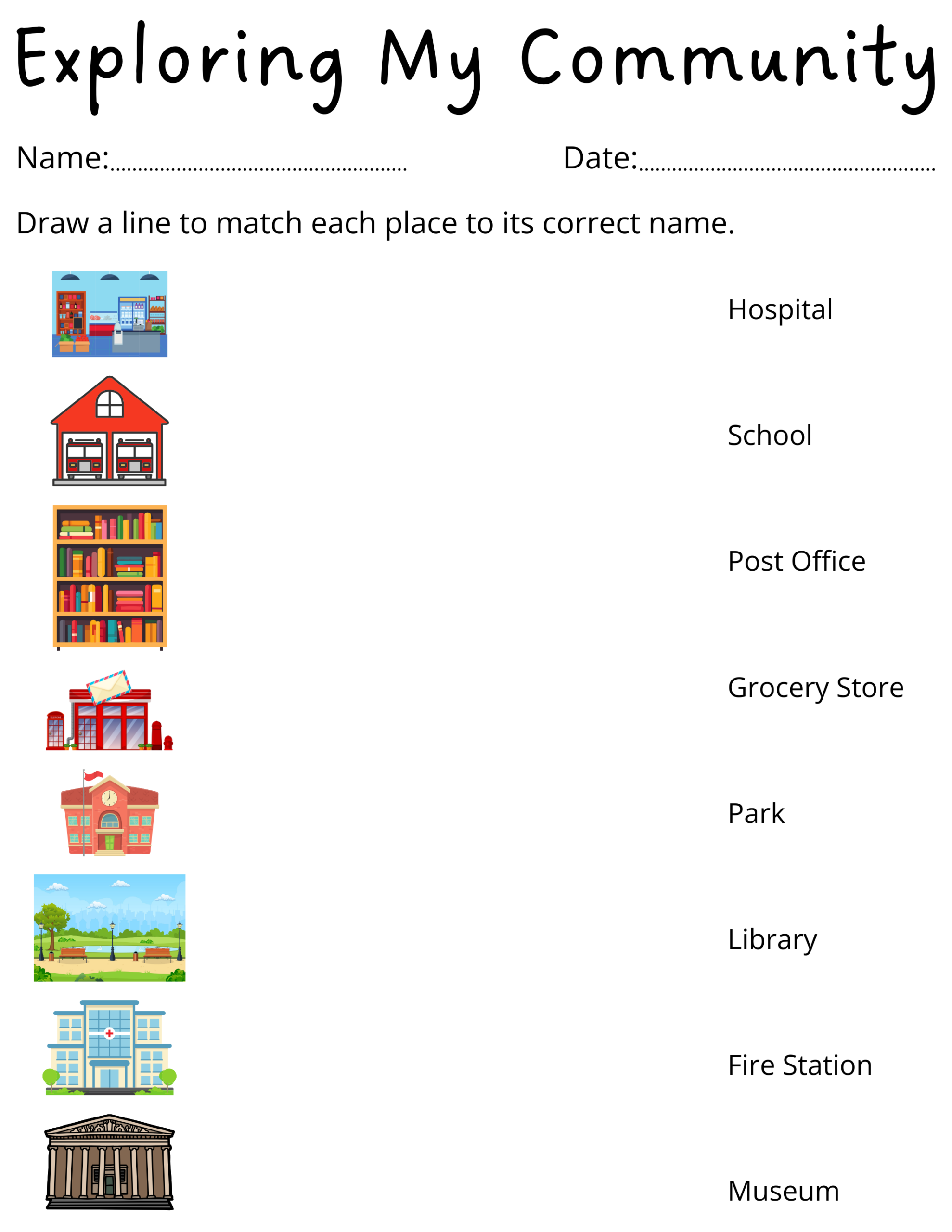 Printable Preschool Places In The Community Worksheets For 