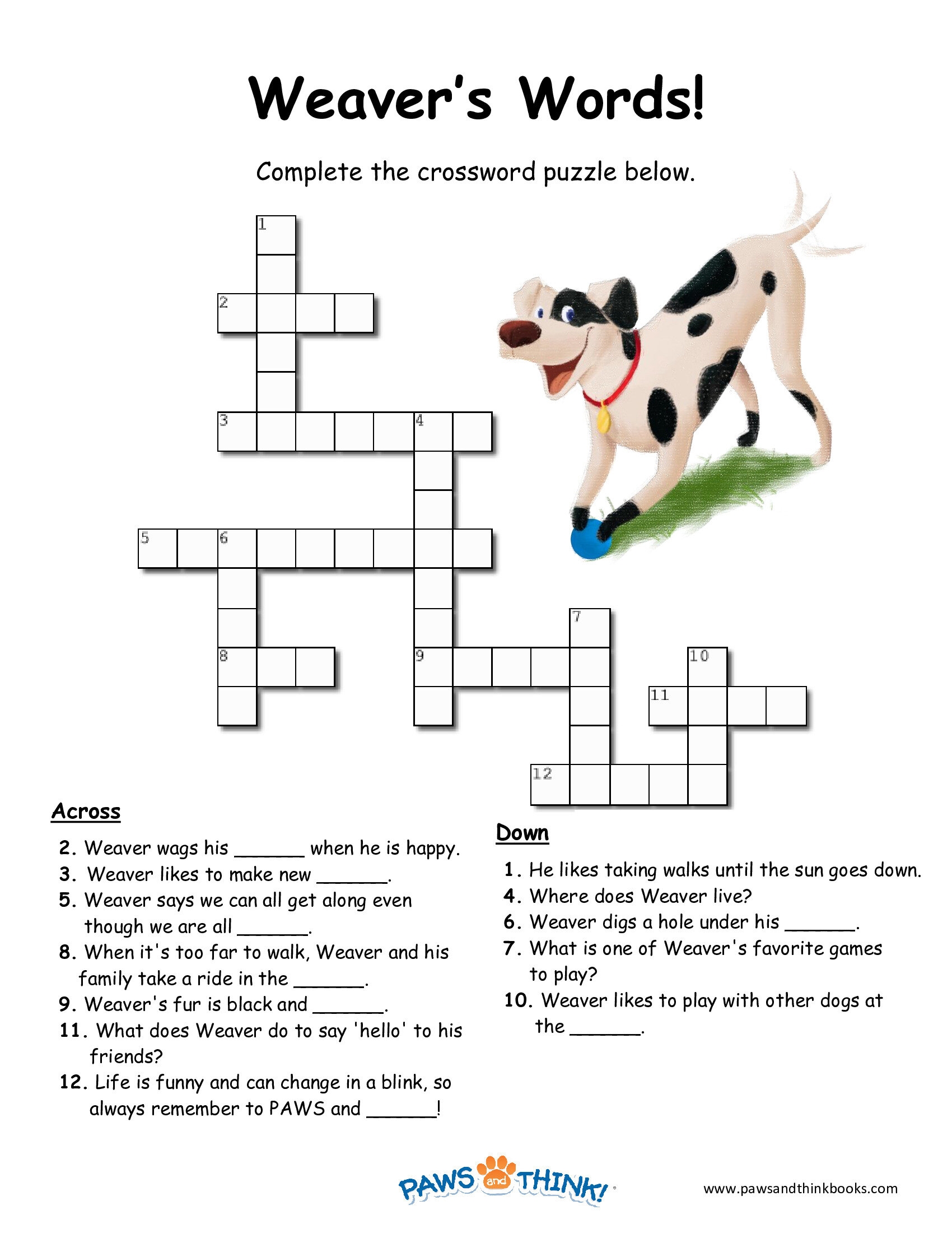 Printables PAWS And THINK Worksheets Library