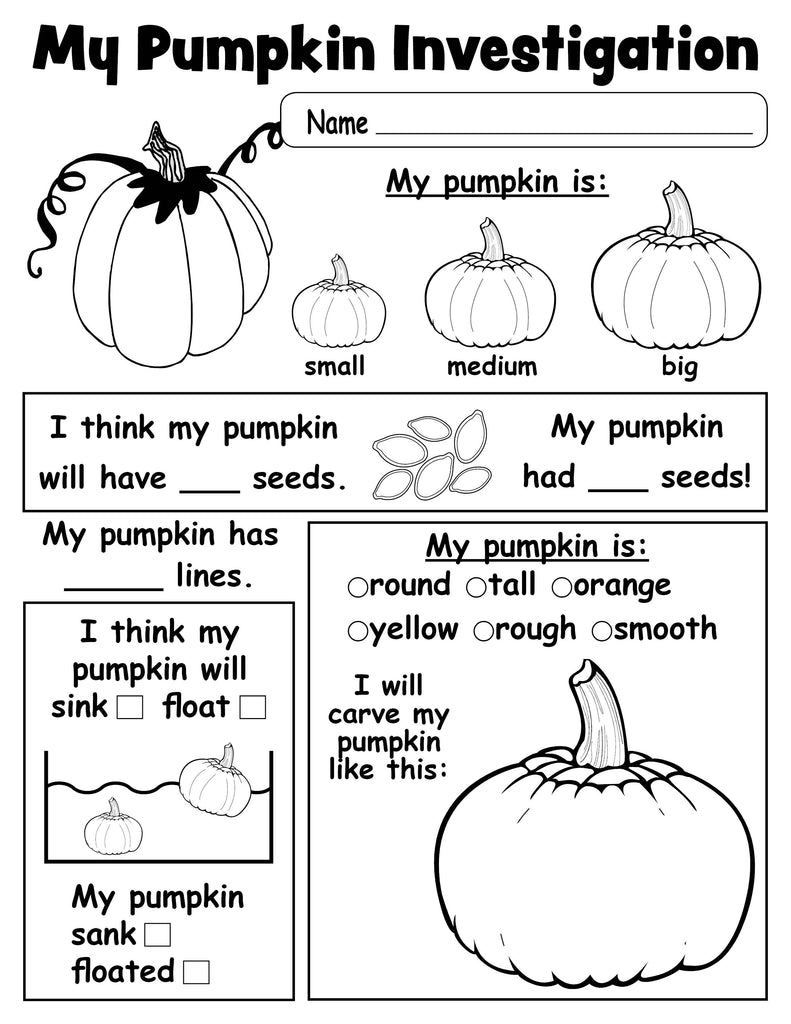 Pumpkin Investigation Worksheet Printable Worksheets Library