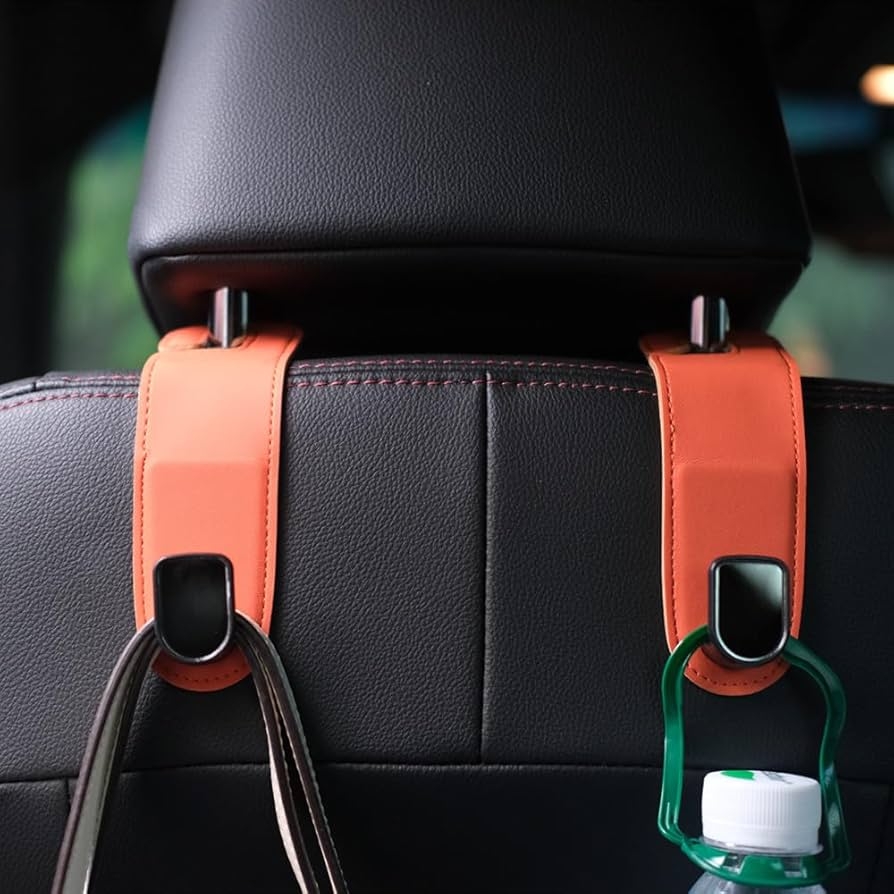 Qirc Auto Hooks 2 Pcs Leather Car Storage Organiser Bag Hooks 