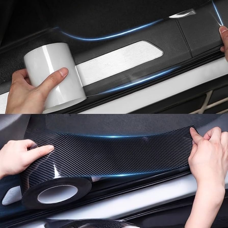 Qirc Car Door Sill Trim Strips Transparent Auto Scratch Cover 