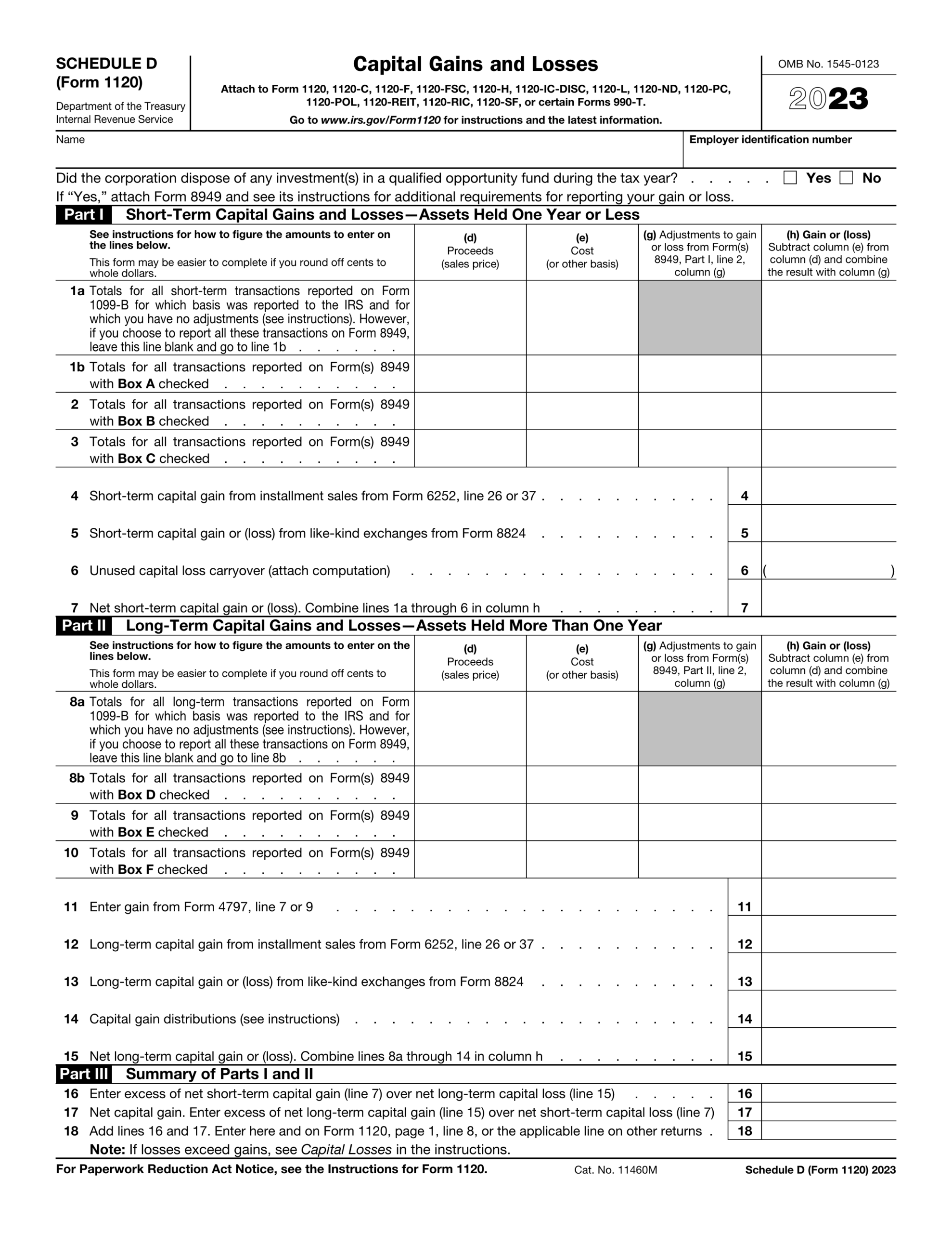 Irs Form Schedule O Form 1120