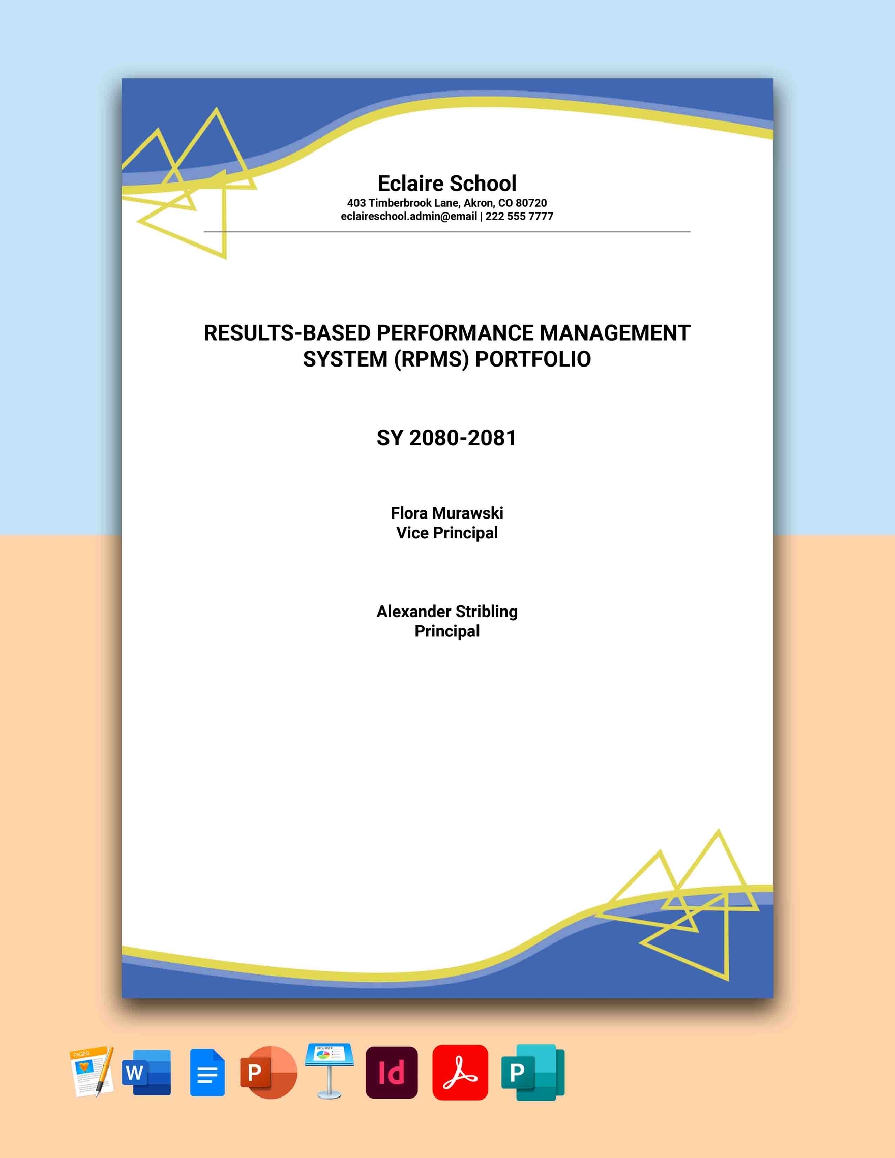 School RPMS Portfolio Template In Apple Keynote PDF Pages 