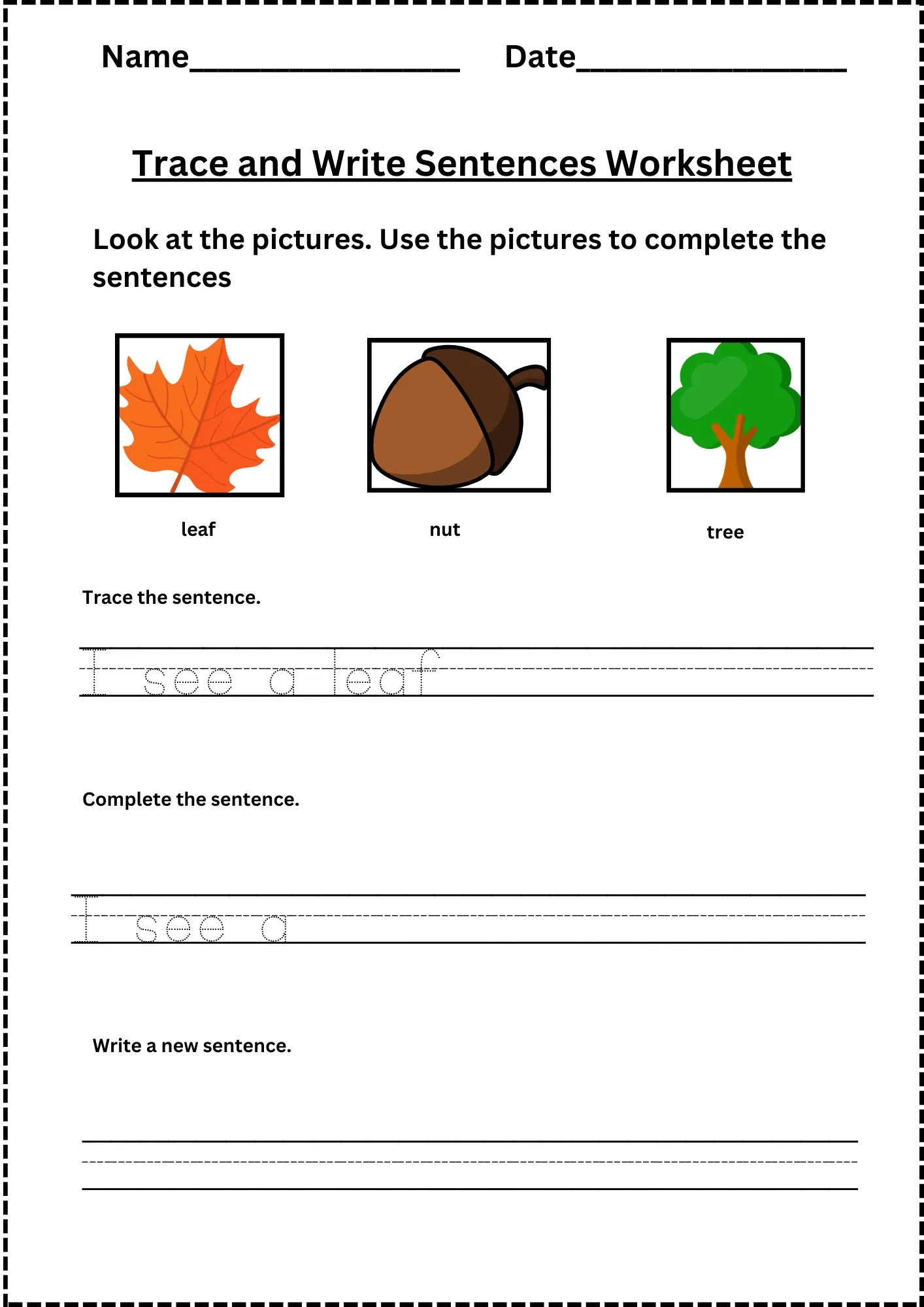 Free Printable Sentence Worksheets