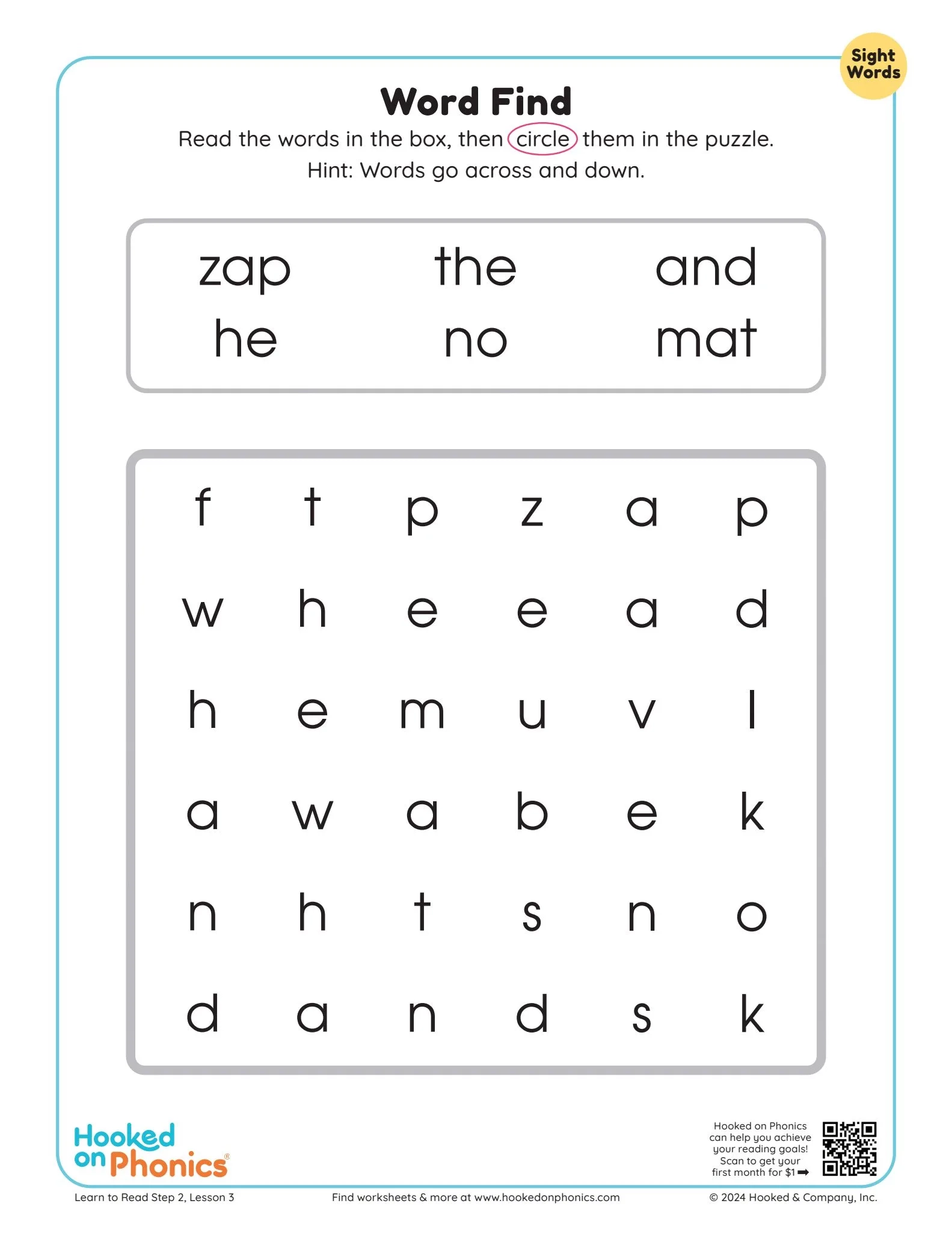 Sight Words Find 1 Hooked On Phonics