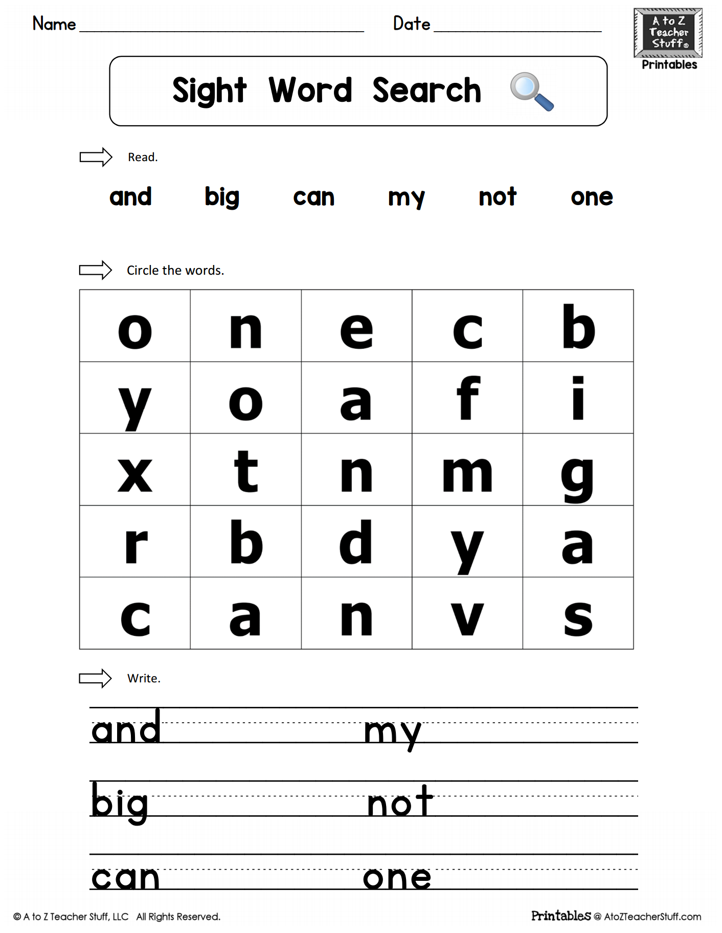 Sight Words Practice Word Search And Big Can Why Not One A 