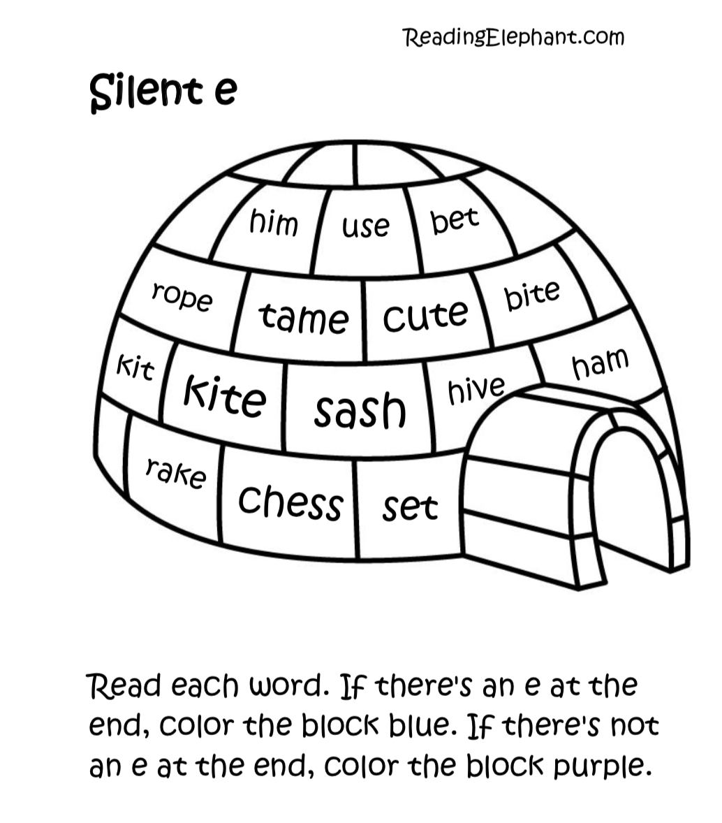 Silent E Words Printable
