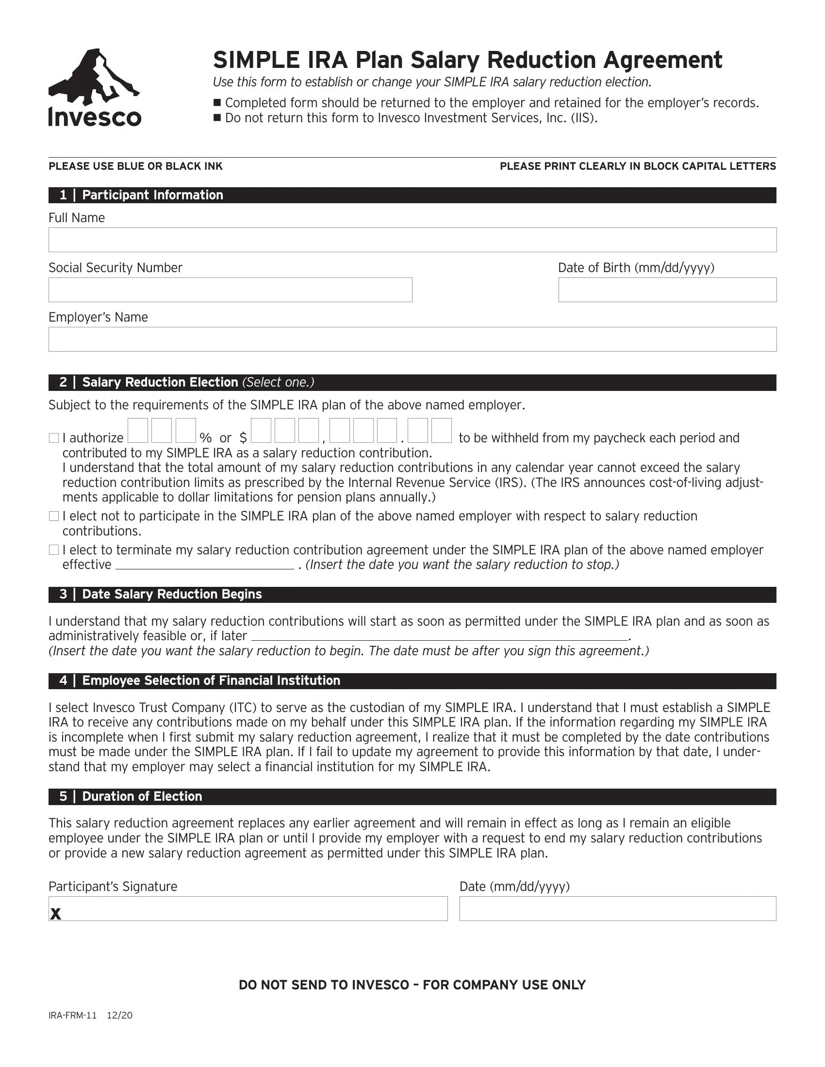 Simple Ira Salary Form Fill Out Printable PDF Forms