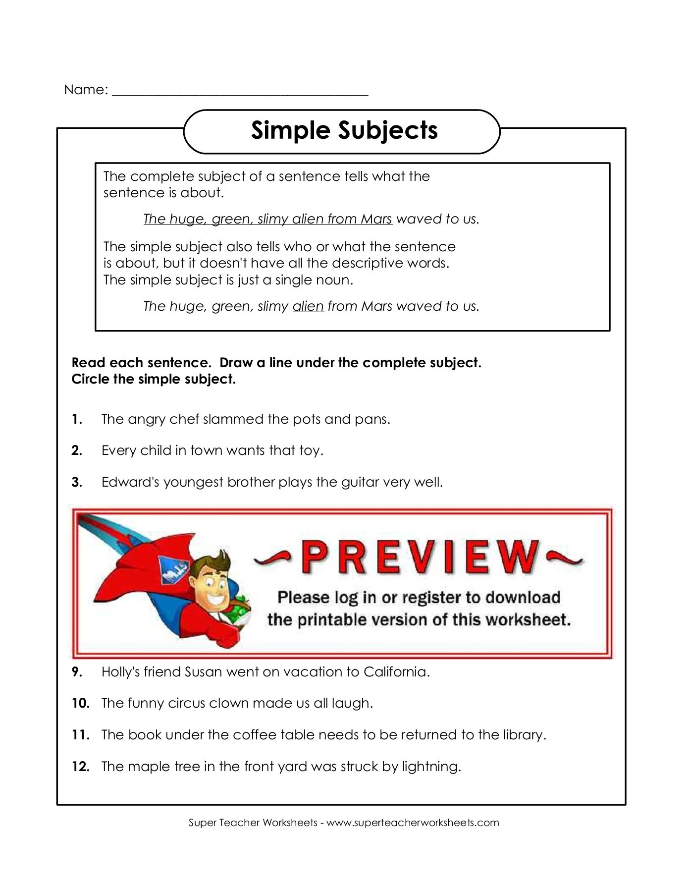 Simple Subjects Super Teacher Worksheets Flipbook By 55194 