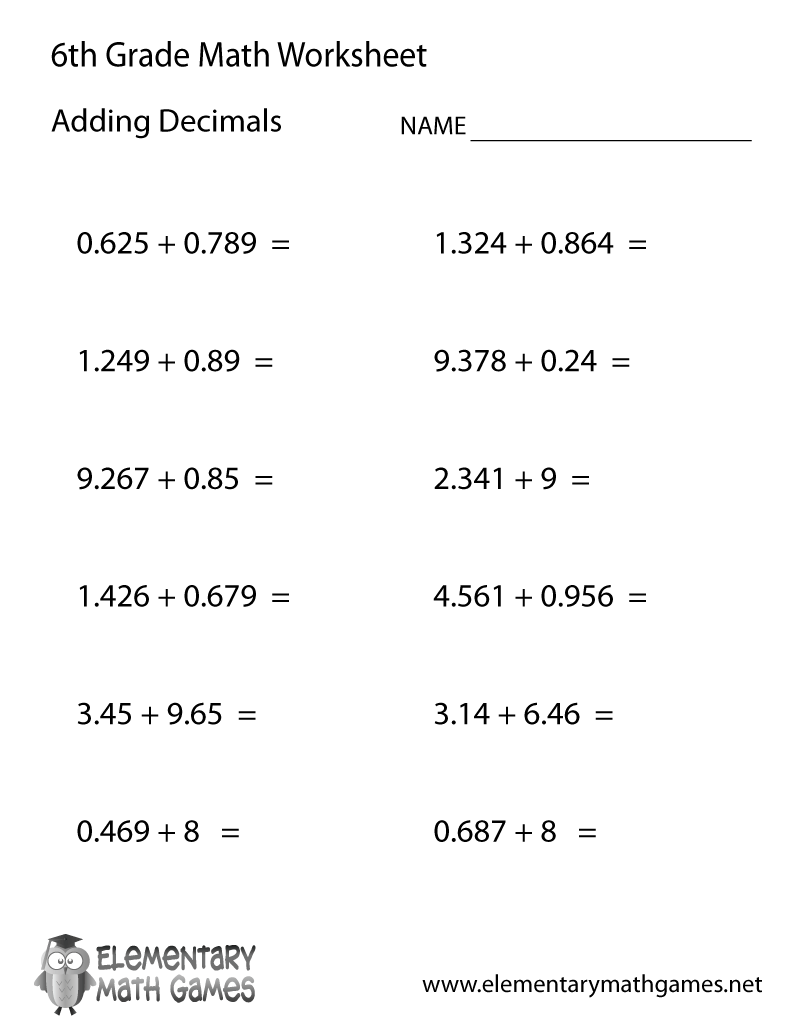 Adding Decimals Worksheets Free Printable