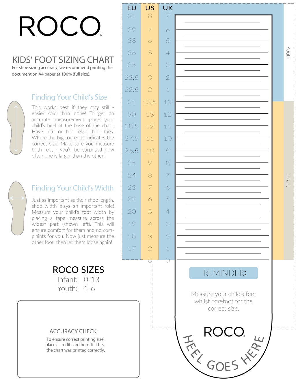 Size Chart Uk Children amp 039 s Foot Measure Toddler Infant Trainer 