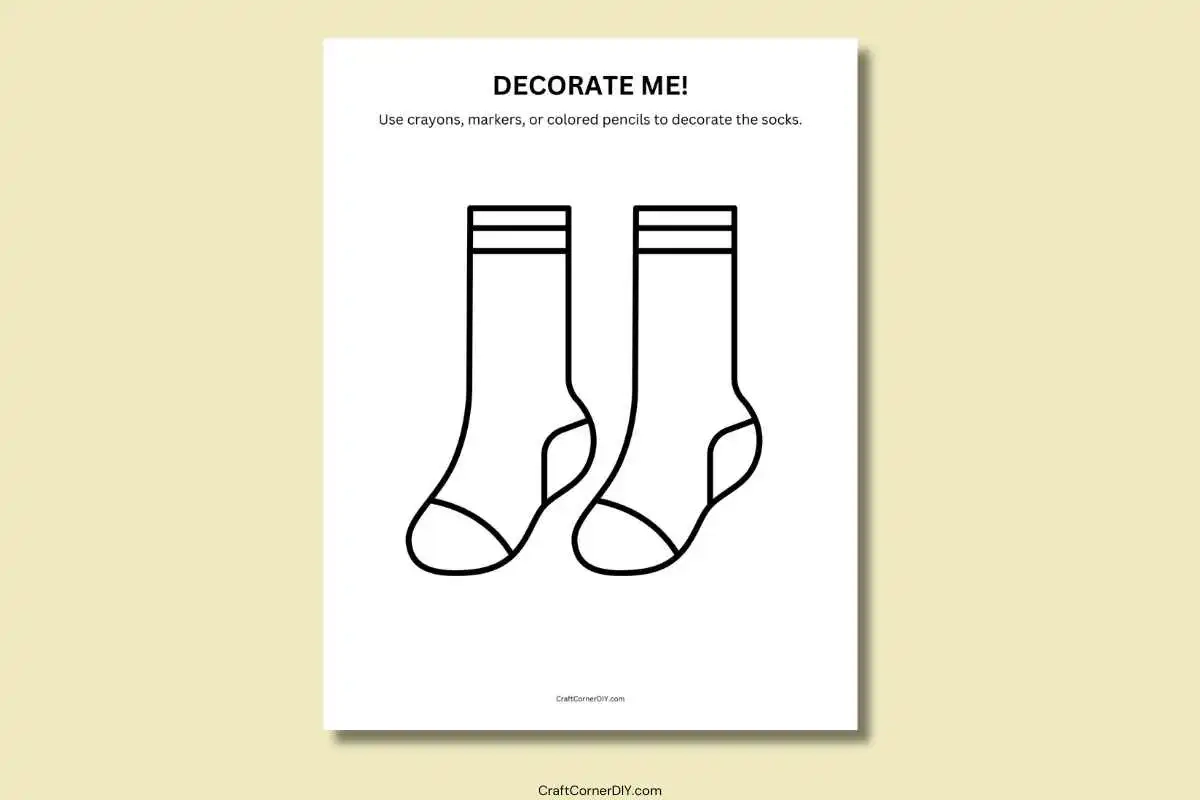 Socks Coloring Page Free Printable Craft Corner DIY