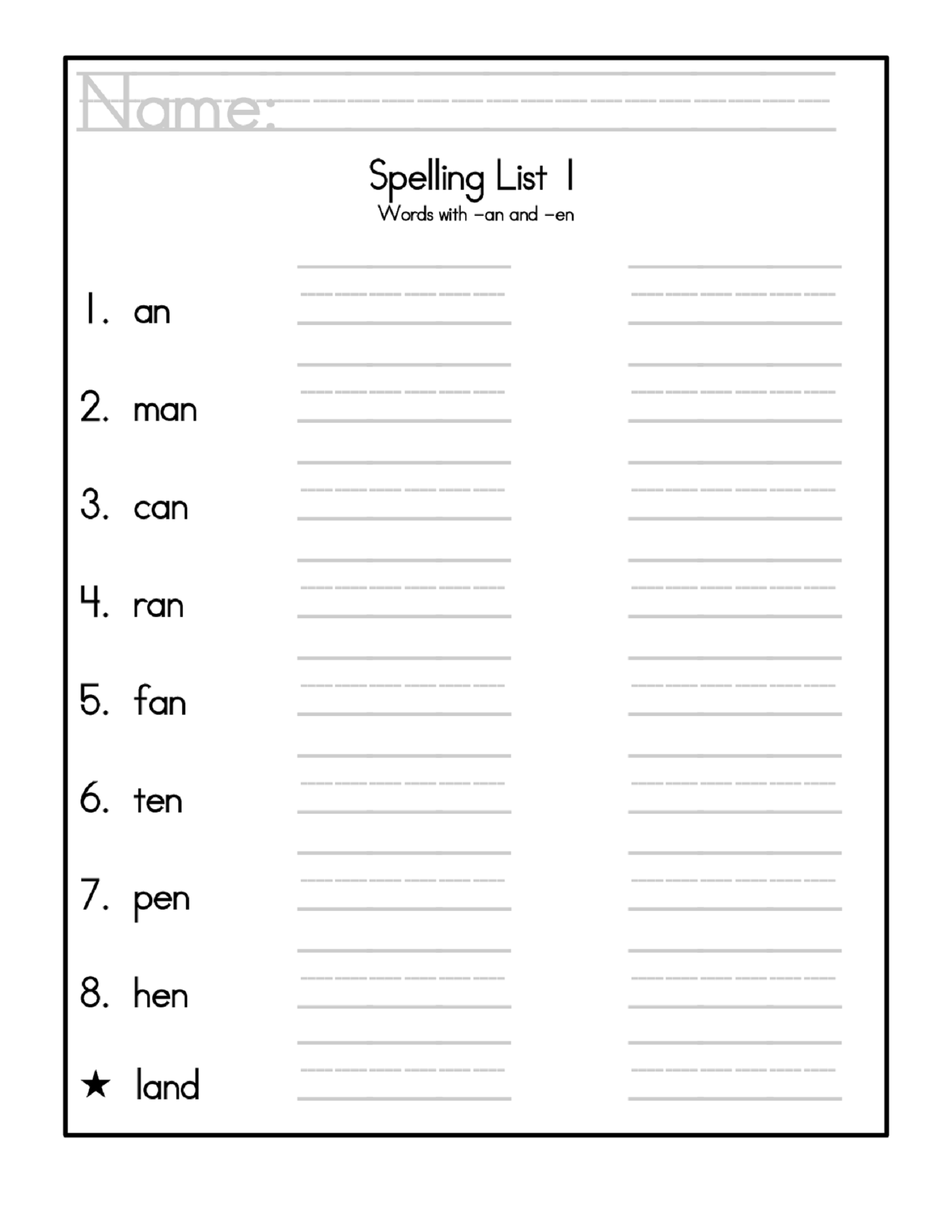 Spelling Test Sentences 2 Storyboard By Worksheet templates 