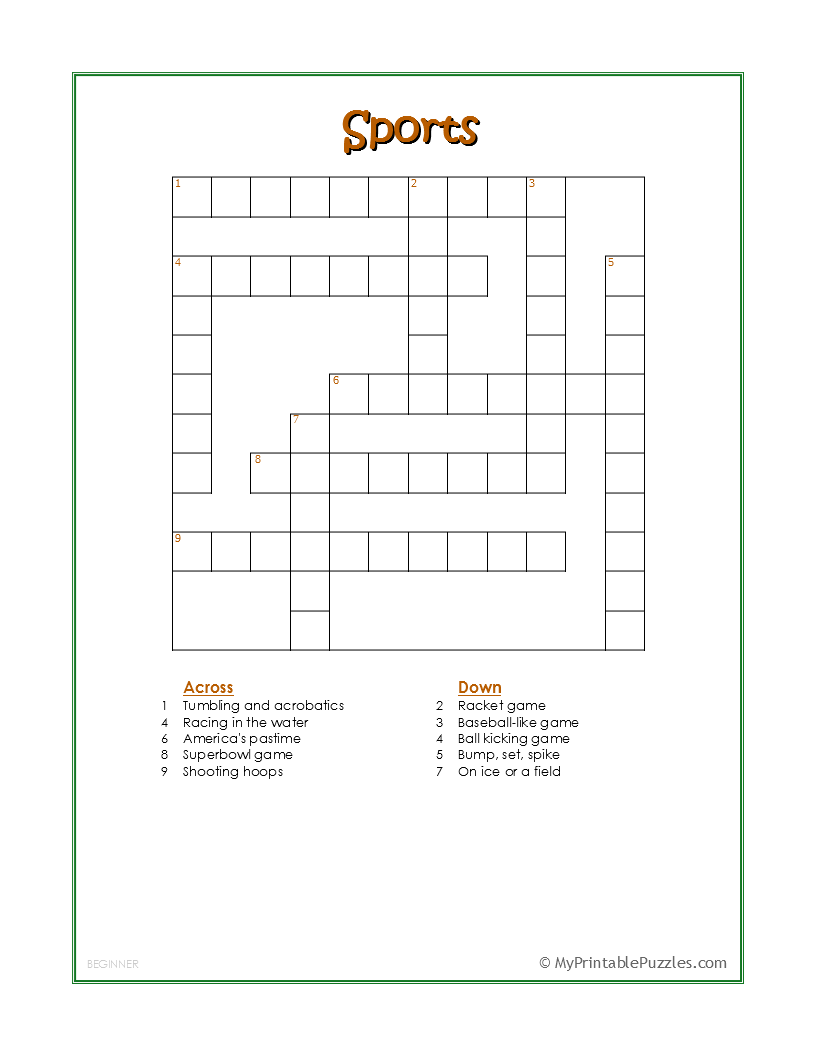 Free Printable Crossword Puzzles Baseball