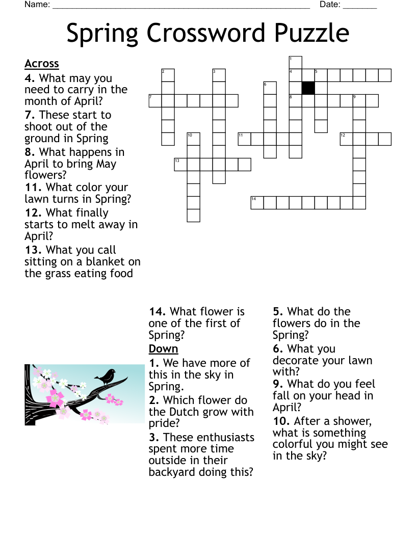 Printable Crossword Puzzles Spring