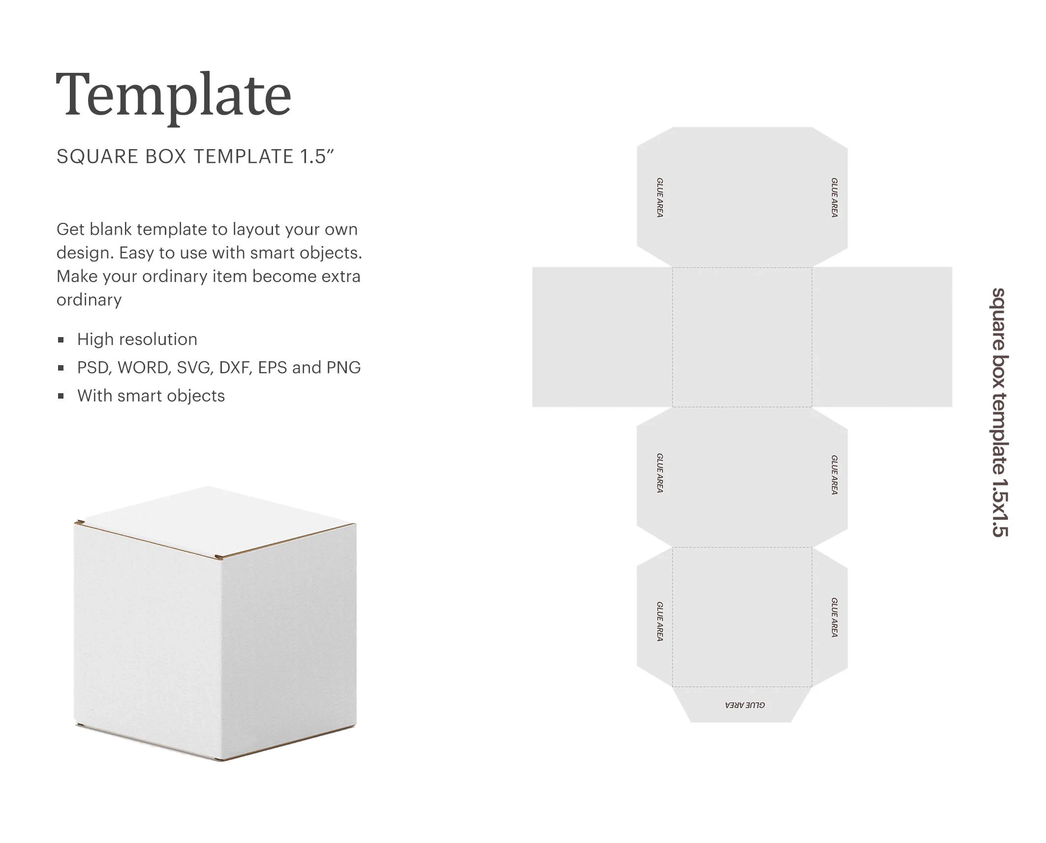 Square Gift Box Template 1 5 x 1 5 Square Paper Box Template 
