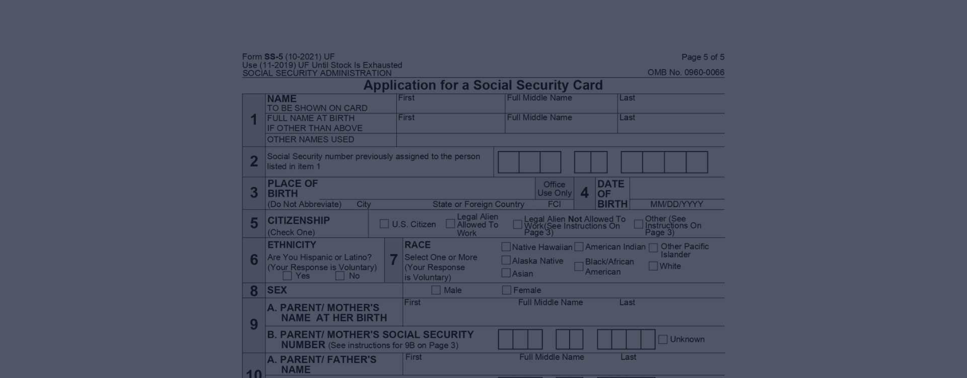 Printable Form Ss5