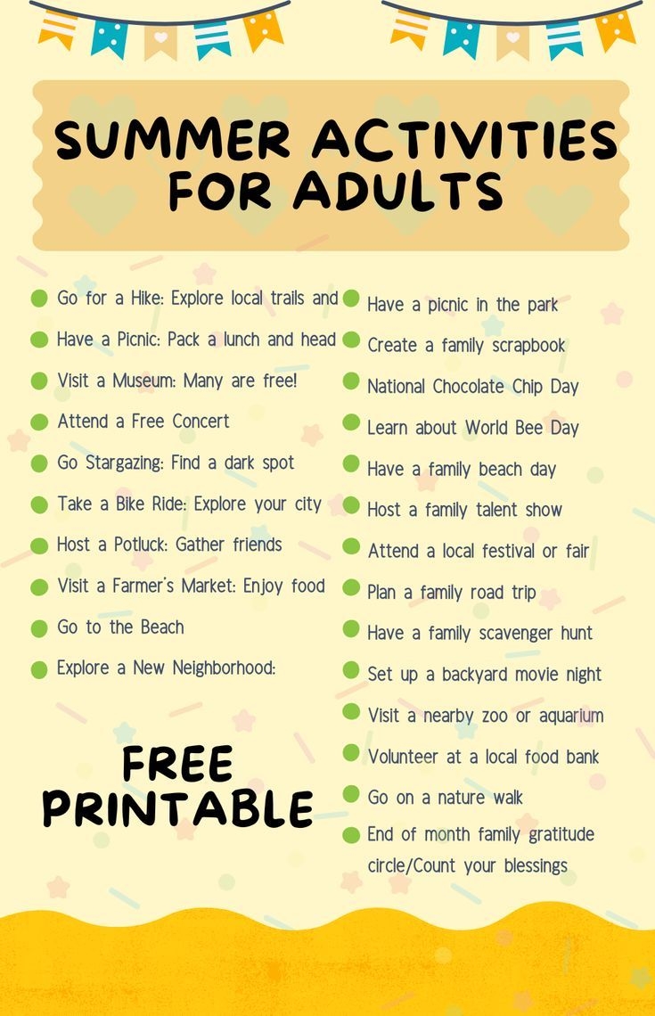 Summer Activities For Adults FREE Printables