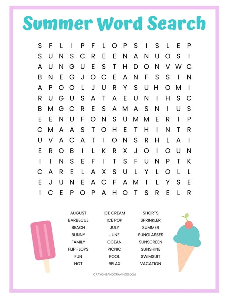 Summer Word Puzzles Printable
