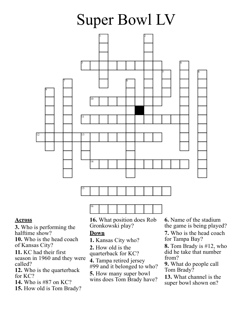 Football Crossword Puzzles With Answers