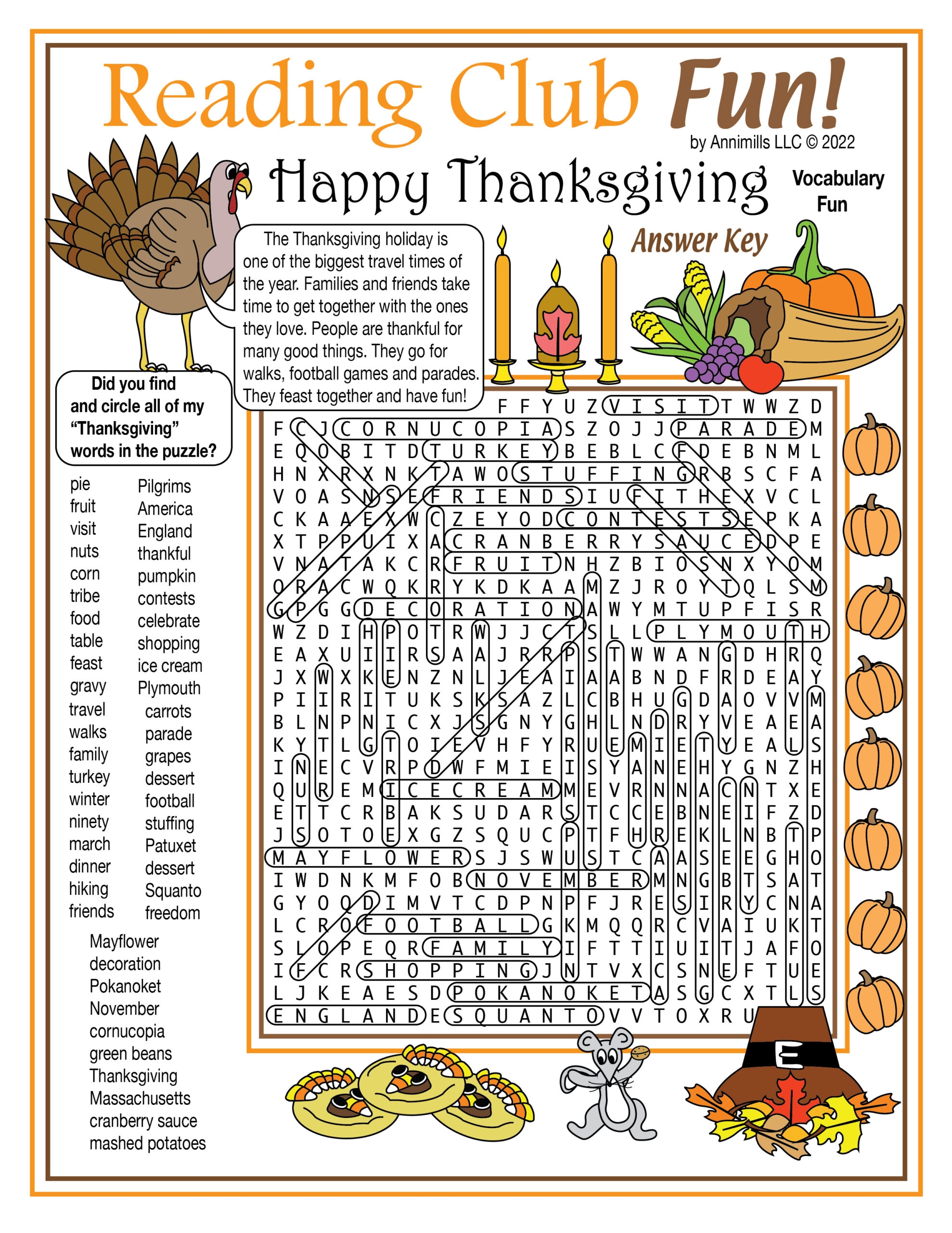 Thanksgiving Word Search Puzzles Printable
