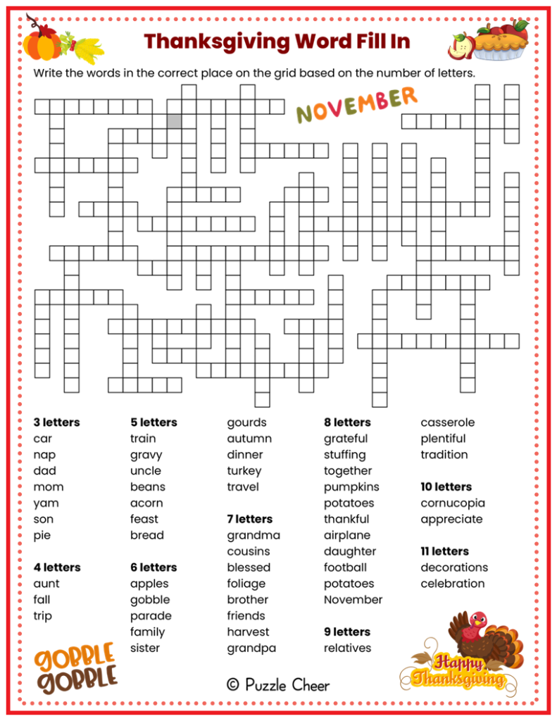 Free Thanksgiving Puzzles To Print